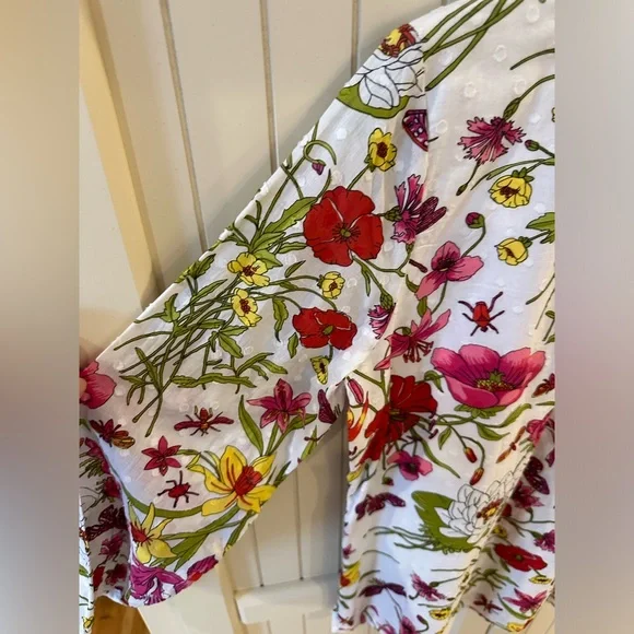 Talbots Floral Blouse - White, Pink, Yellow, Green - Picture 11 of 13